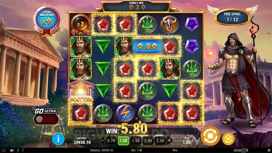 winjili slots game showcasing vibrant graphics and a large winning symbol on the reels, with golden coins exploding from the screen, under dramatic spotlights, creating an intense, thrilling atmosphere.